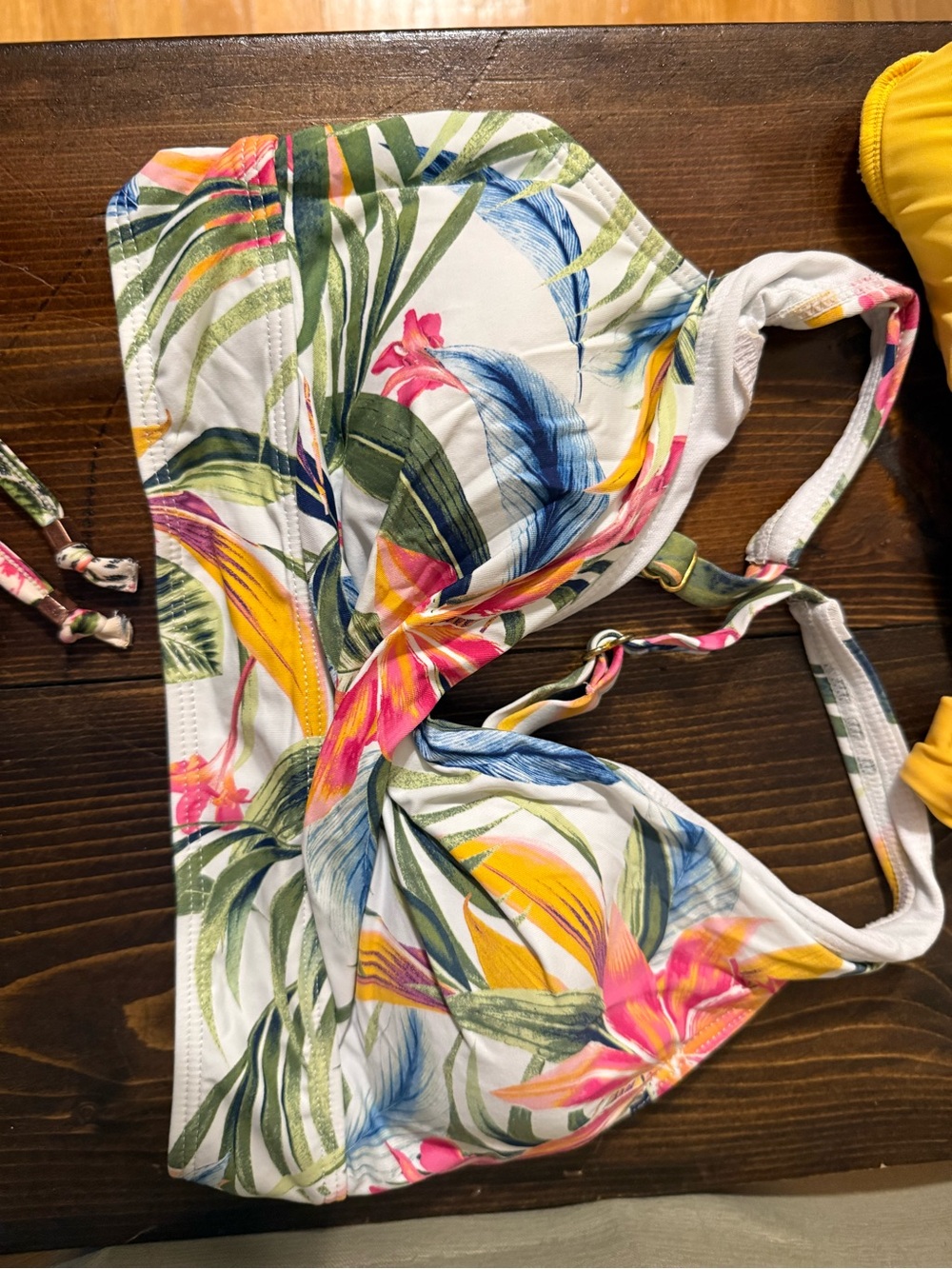 Tropical Floral Women's Swim Top - White with Multicolor Print
